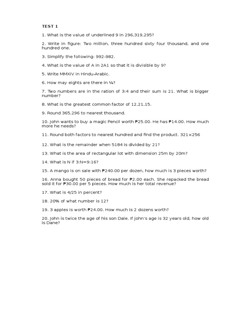 Math Reviewer | PDF | Fraction (Mathematics) | Elementary Mathematics