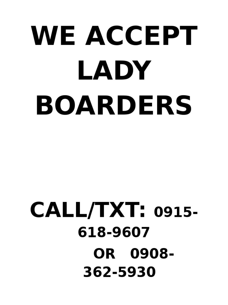 We Accept Lady Boarders | PDF