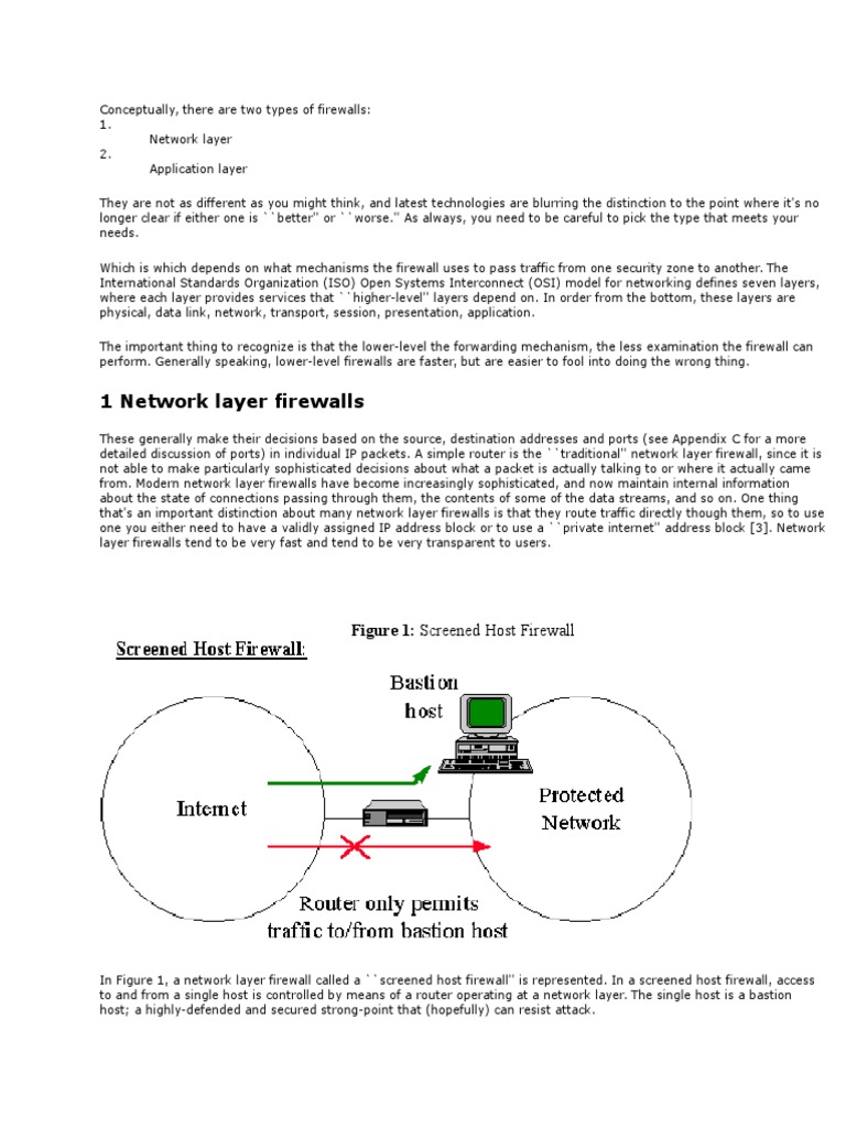 1 Network Layer Firewalls Figure 1 Screened Host Firewall PDF