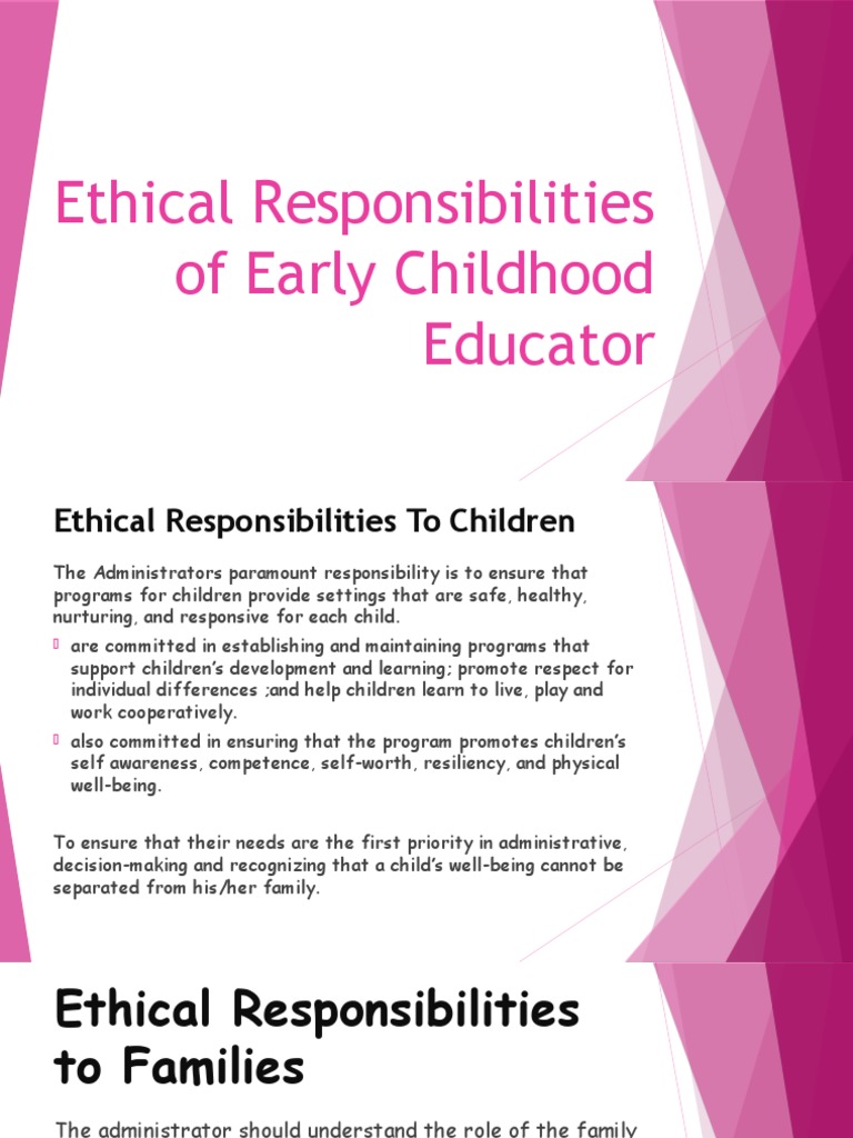 Ethical Responsibilities of Early Childhood PDF Self Esteem