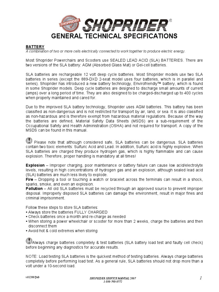Shoprider Troubleshooting 2007 | PDF