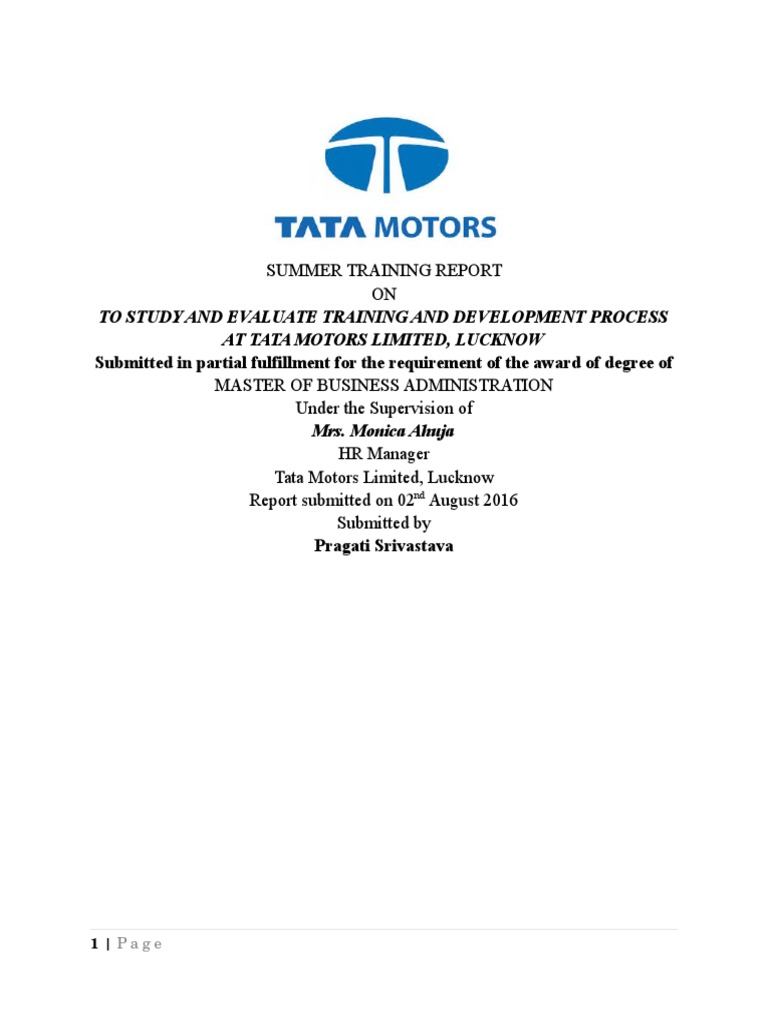 Tata Motors Project Report PDF Corporate Social Responsibility Bus