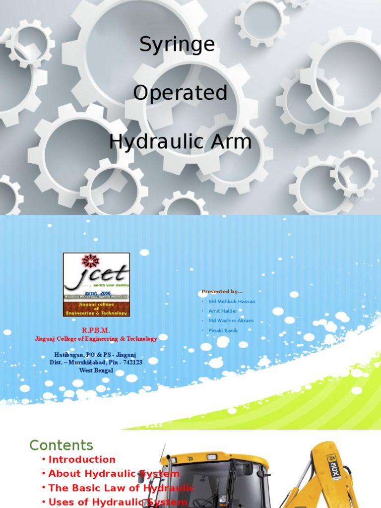 Syringe Operated Hydraulic Arm PDF Hydraulics Machine (Mechanical)