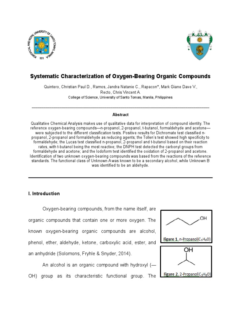 Systematic Characterization of OxygenBearing Organic Compounds