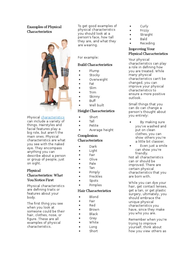 Physical Characteristics Ingles PDF