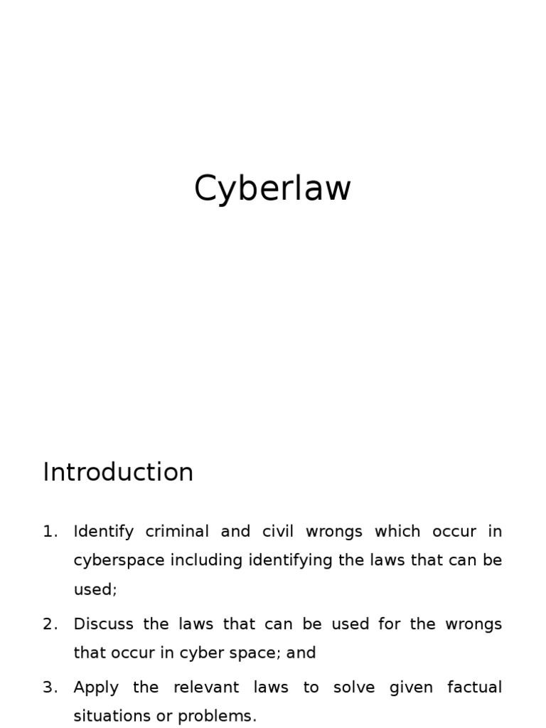 01 Introduction to Cyberlaw E Commerce Cyberspace