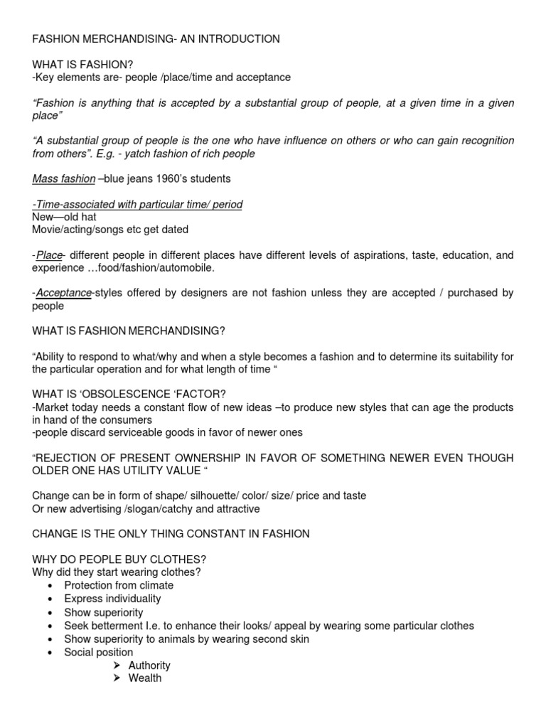 Introduction to Fashion Merchandising | PDF | Retail | Merchandising