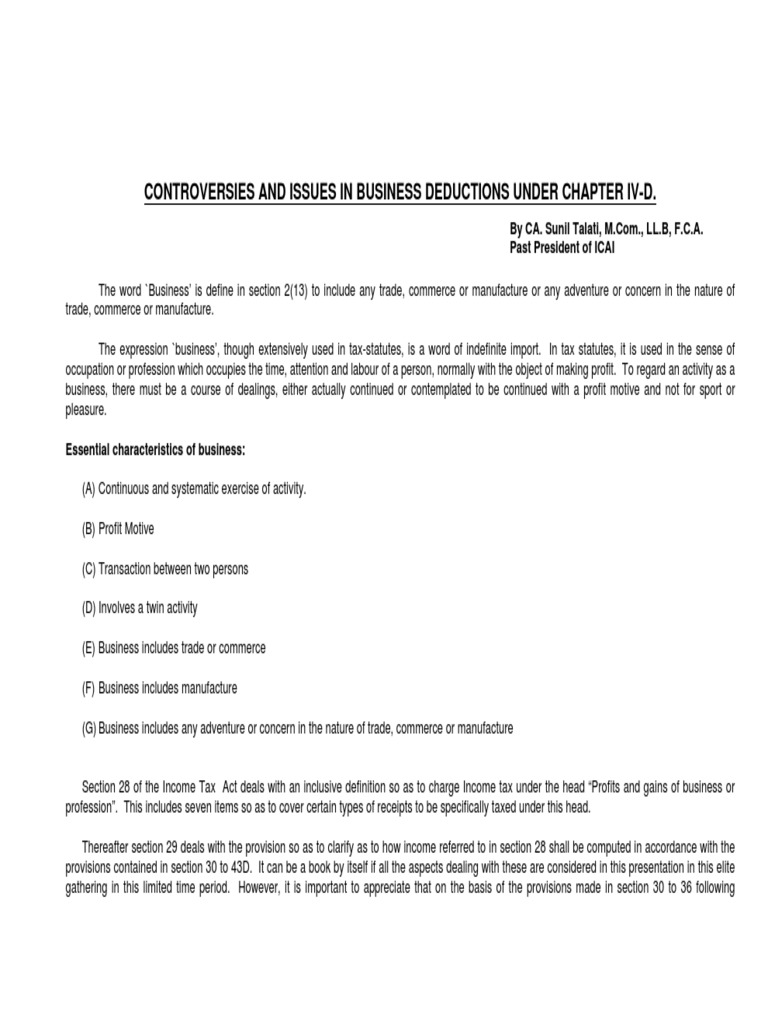 Article On Business Deduction Final Draft PDF | PDF | Expense | Tax ...