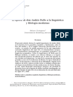 El Aporte de Don Andrés Bello A La Linguística y Filología Modernas