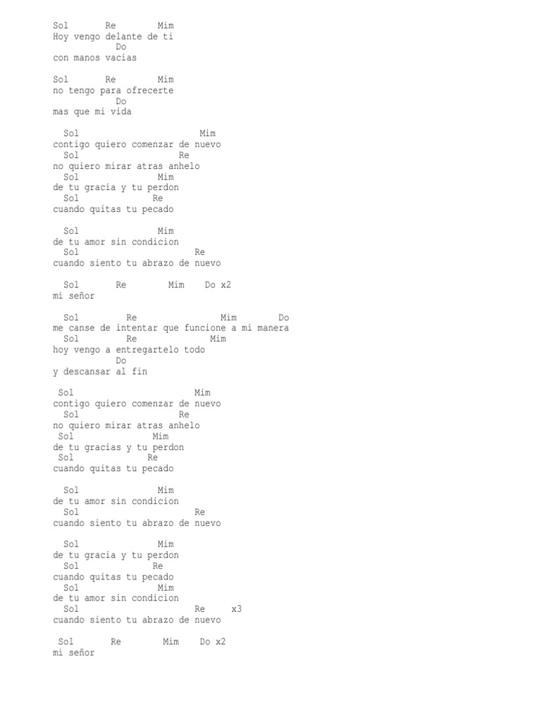 Tonchy Oropeza Comenzar De Nuevo Letra Y Acordes