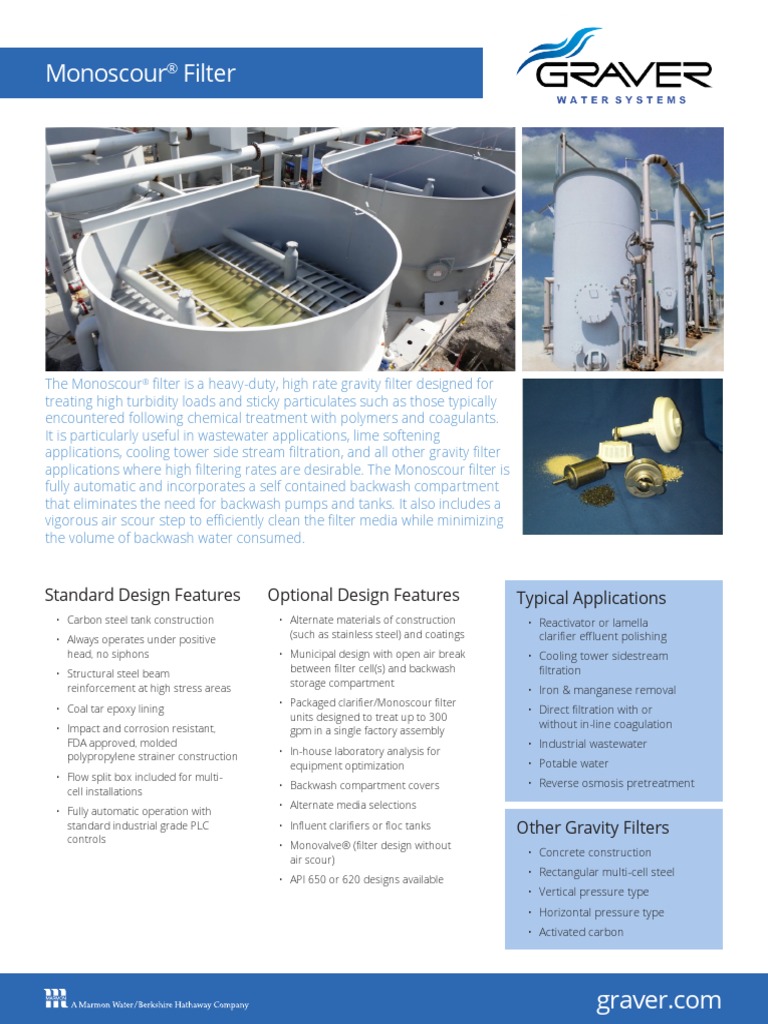 Graver DataSheet Monoscour 20160314 | PDF | Sewage Treatment | Filtration