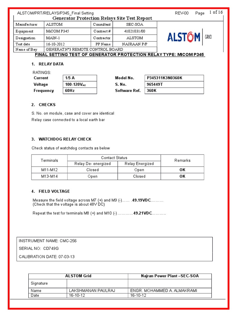 P345 Relay Test Report PDF Relay Electrical Impedance