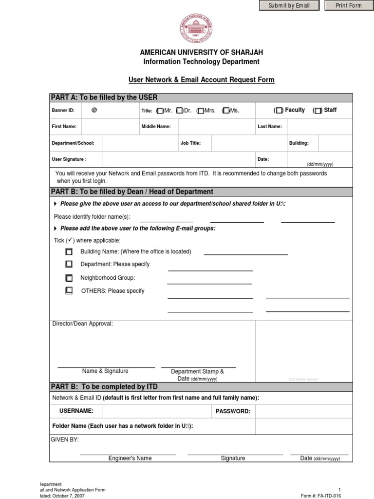 User Network & Email Request Form | PDF | Career & Growth