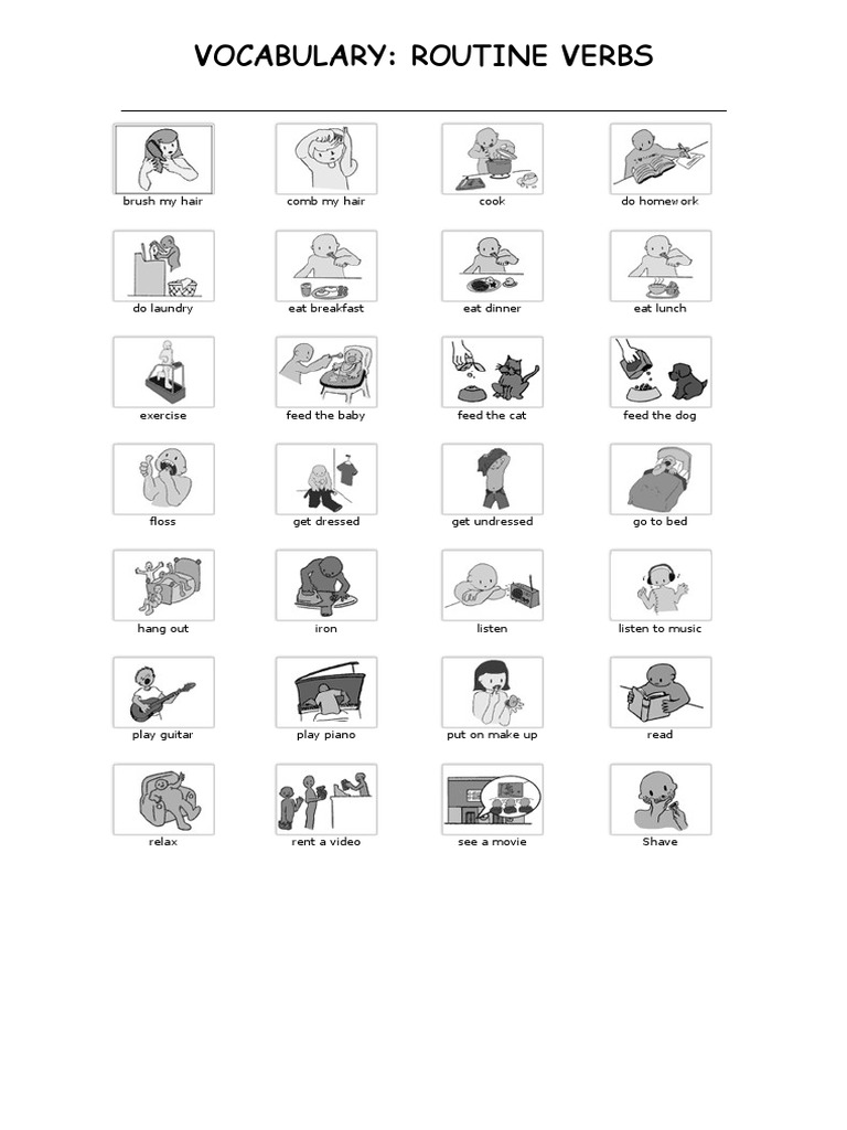 Routine Verbs Vocabulary | PDF