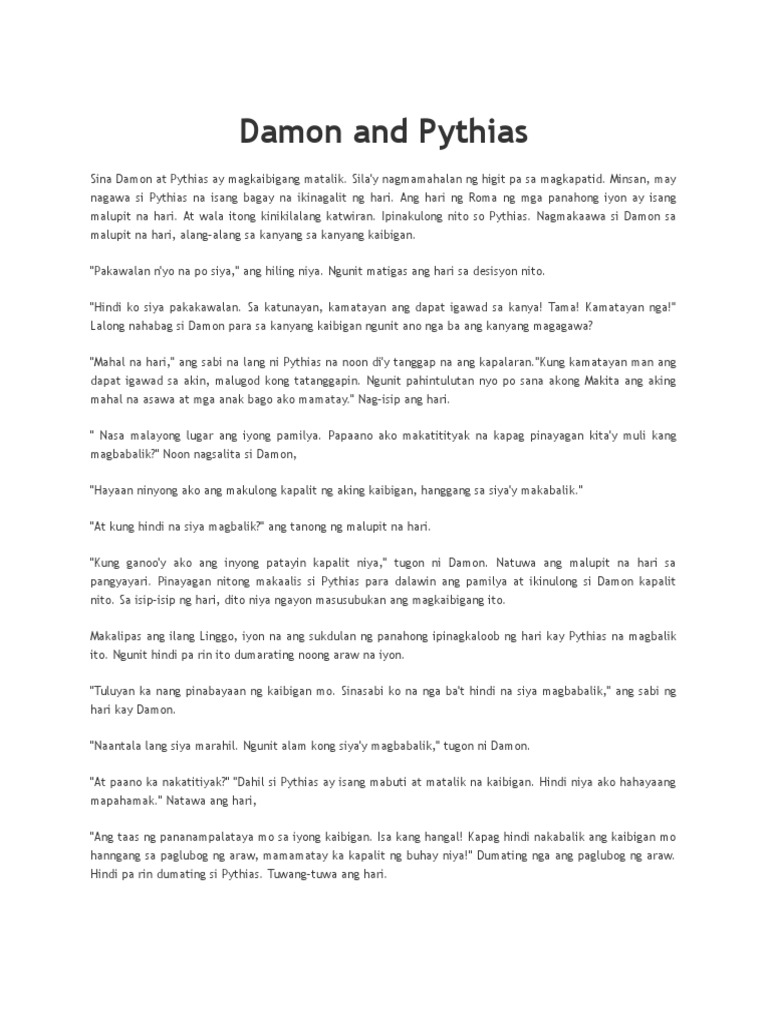 Damon and Pythias PDF