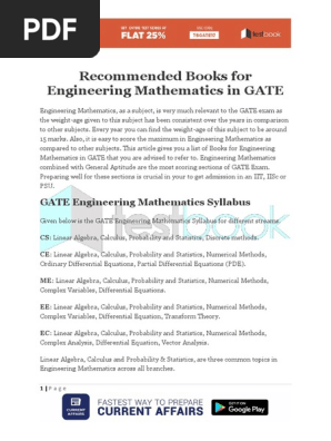 Recommended Books For Engineering Mathematics In Gate Pdf Linear