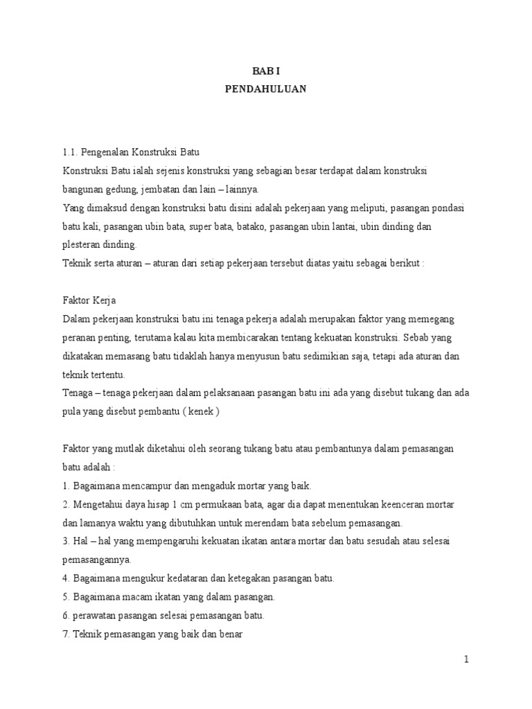 Contoh Laporan Bengkel Batu