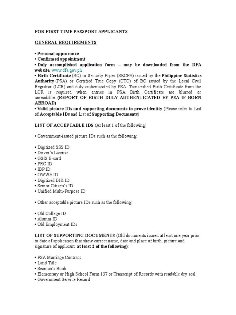 First-Time Passport Application Guide | PDF