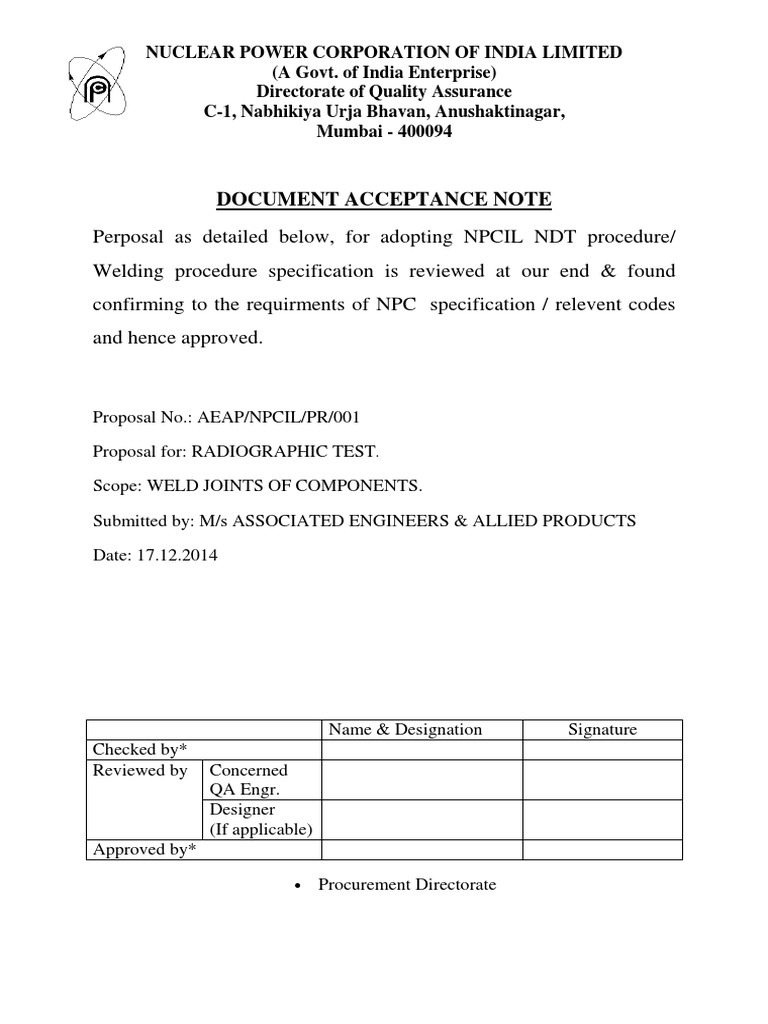 RT Procedure 10.09.16 | PDF | Radiography | Applied And ...