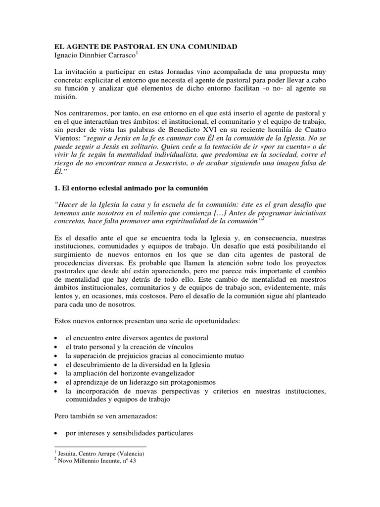 El Agente De Pastoral Y Su Funciòn Pdf Pdf Eucaristía Jesús