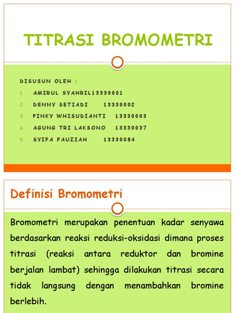 Titrasi Bromometri dalam Analisis Farmasi | PDF