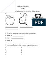 English Assement Year 1,2,3