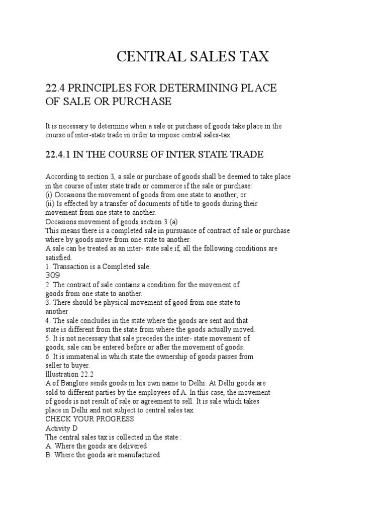 Central Sales Tax2 PDF Sales Taxes In The United States Taxes