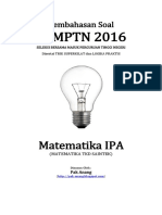 Pembahasan Soal SBMPTN 2016 Matematika IPA Kode 252 (Sampel Version - Unfinished)