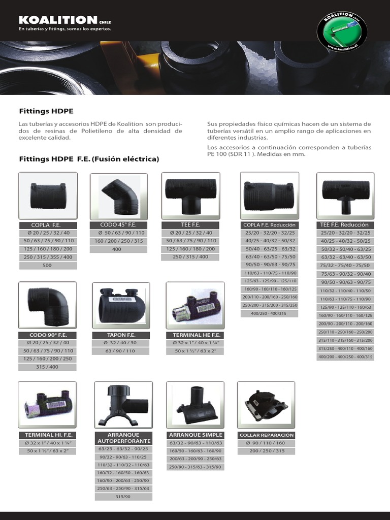 Accesorios HDPE para Tuberías PE 100 | PDF | Rieles | Industrias
