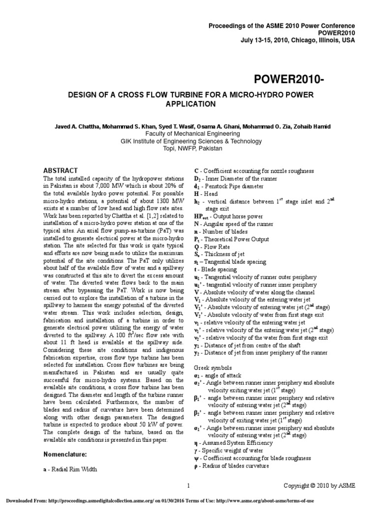 Design of A Cross Flow Turbine | PDF | Turbine | Jet Engine