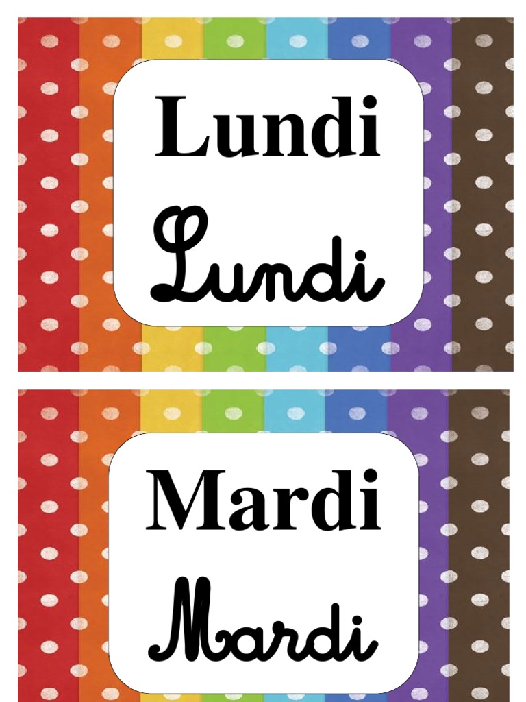 étiquettes Jours De La Semaine à Imprimer les jours de la semaine.pdf