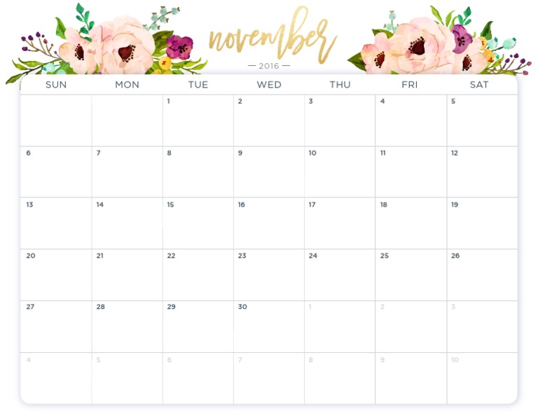2016 Monthly Calendar Overview | PDF