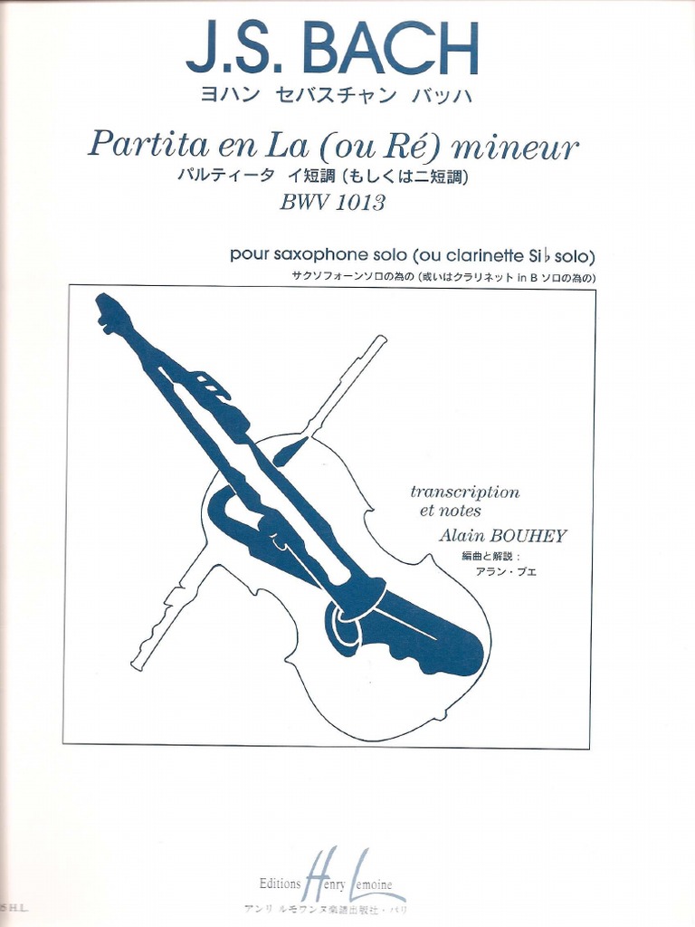 Bach J.S. Bach Partita in A Minor Saxophone Solo PDF