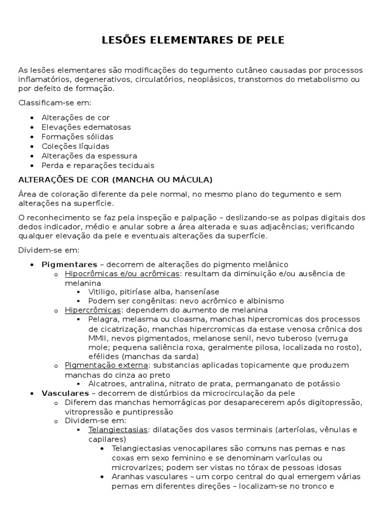 Lesoes Elementares De Pele Pdf Pele Dermatologia