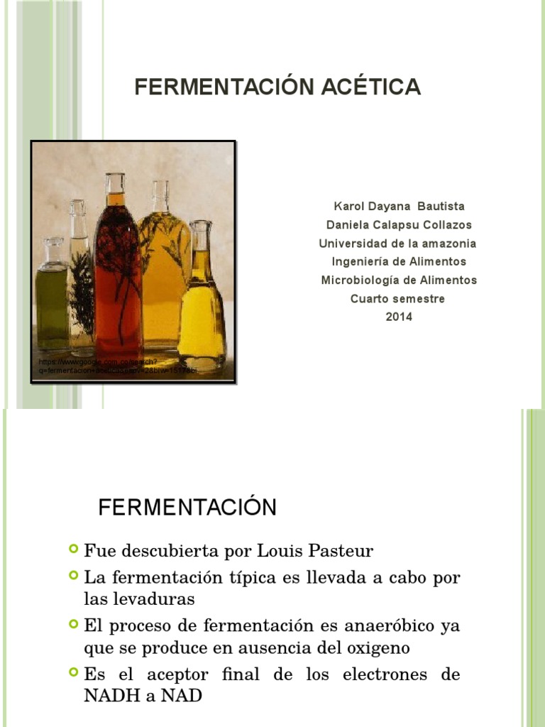 FERMENTACION ACETICA Fermentación Ácido acético