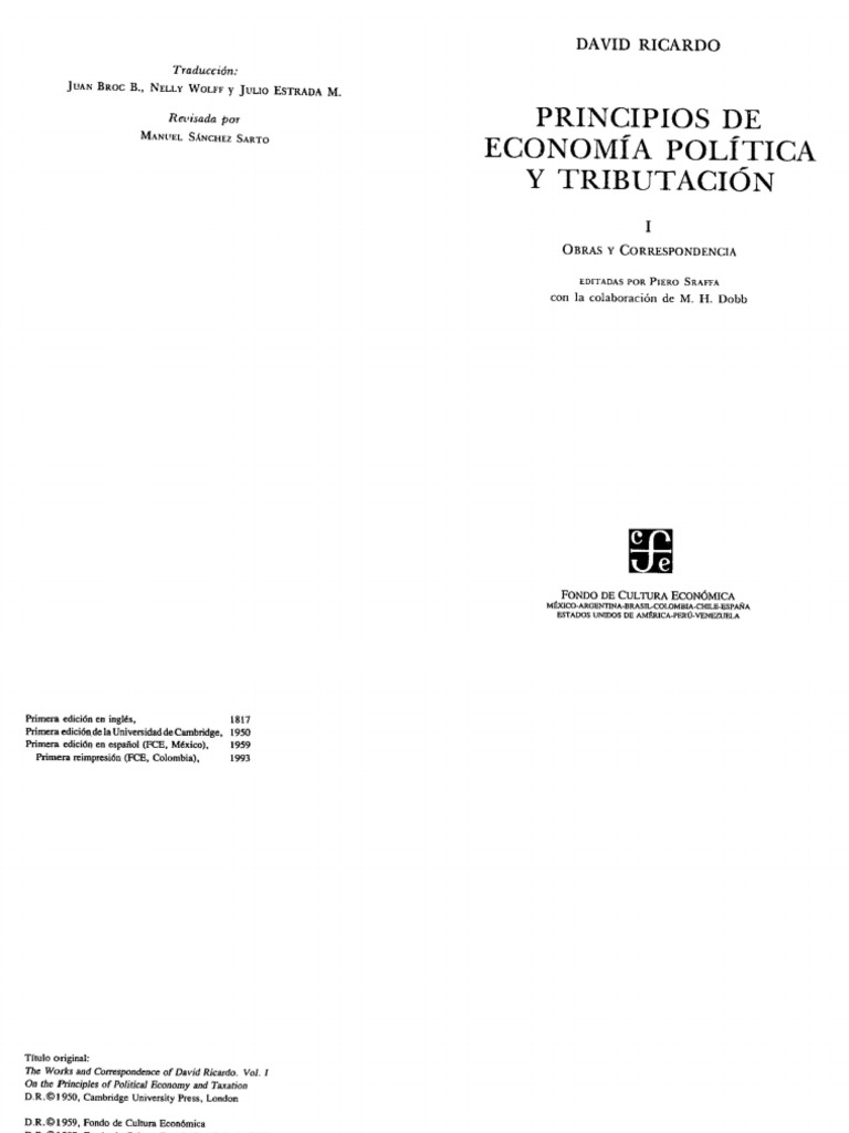Principios de Economia Politica y Tributacion David Ricardo (Capitulo 2 ...