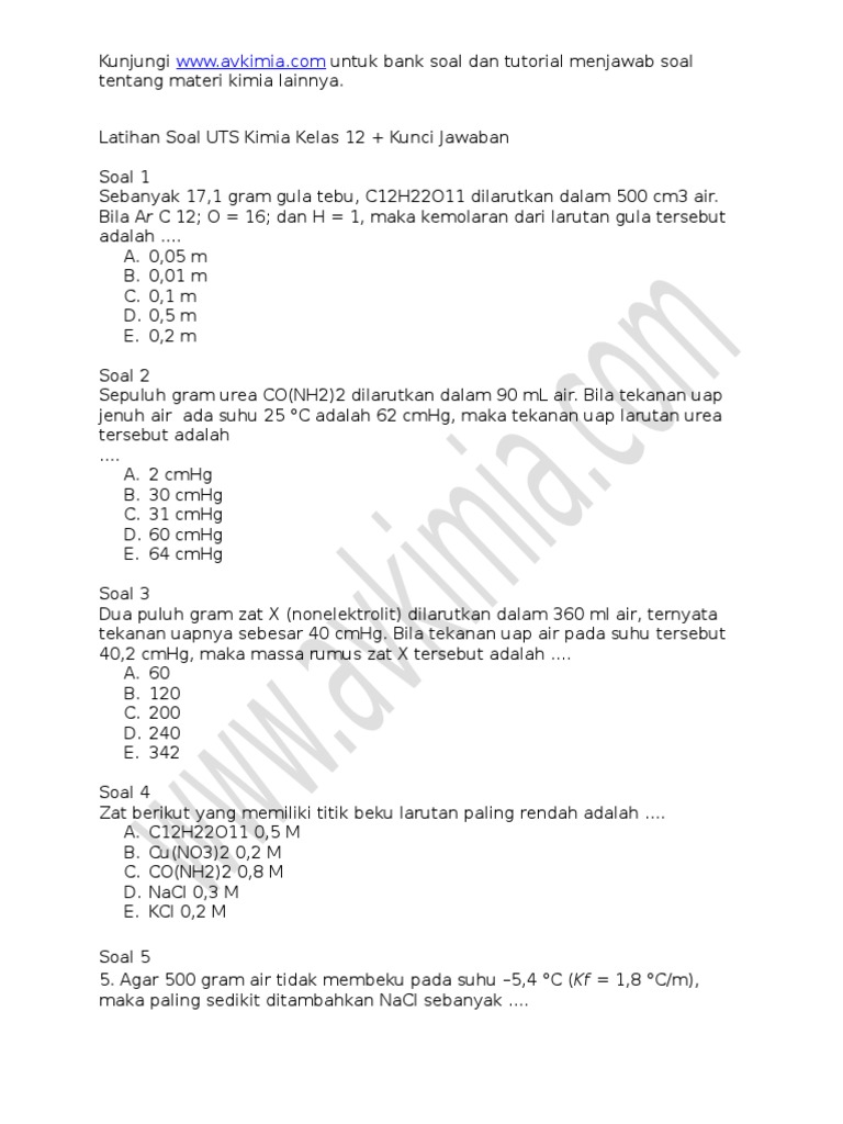 23+ Bank soal kimia kelas x dan kunci jawaban ideas