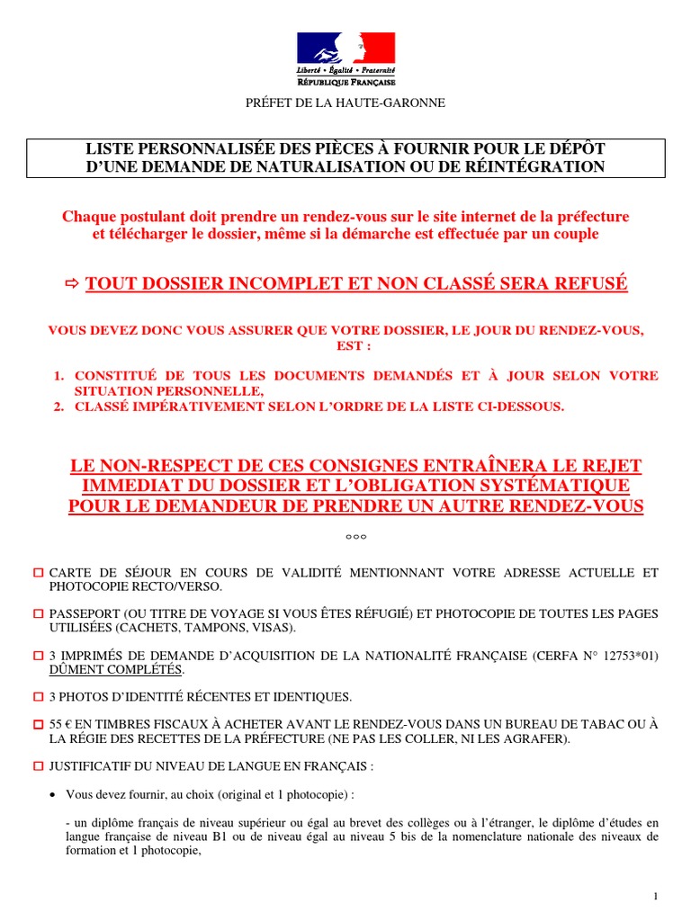 Liste Des Pièces Justificatives  Politique de la France  France