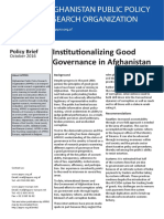 Policy Brief - Institutionalizing Good Governance in Afghanistan