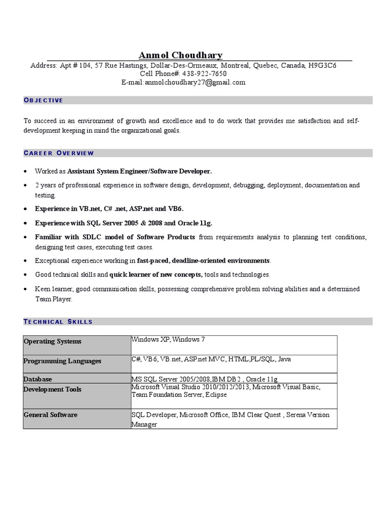 Anmol Choudhary: Software Developer Profile | PDF | Microsoft Visual ...