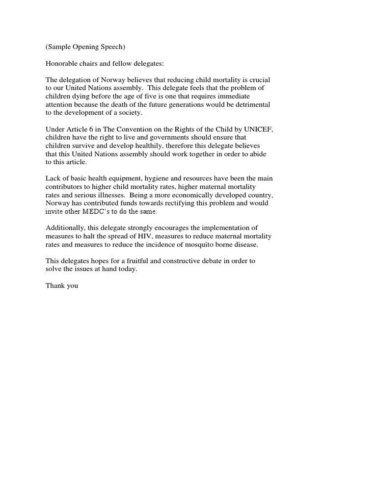 Sample Opening Speech Pdf
