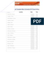 World Cup Football Complete Match Schedule 2010 South Africa 10041