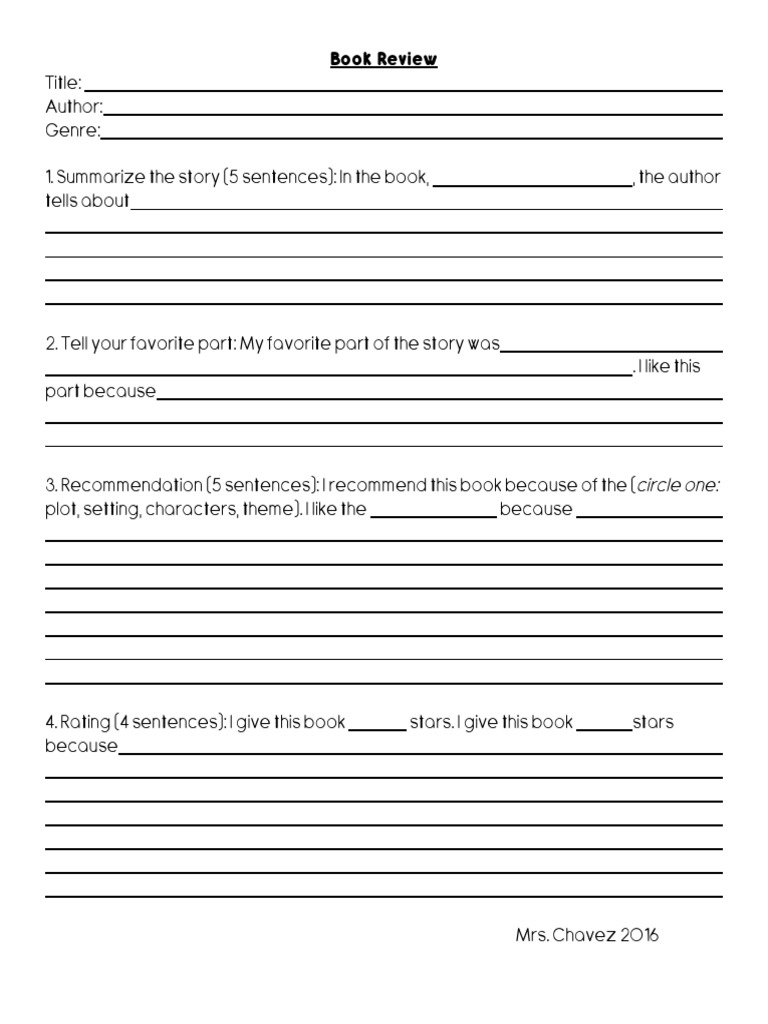 Book Review Writing Frame | PDF | General Fiction
