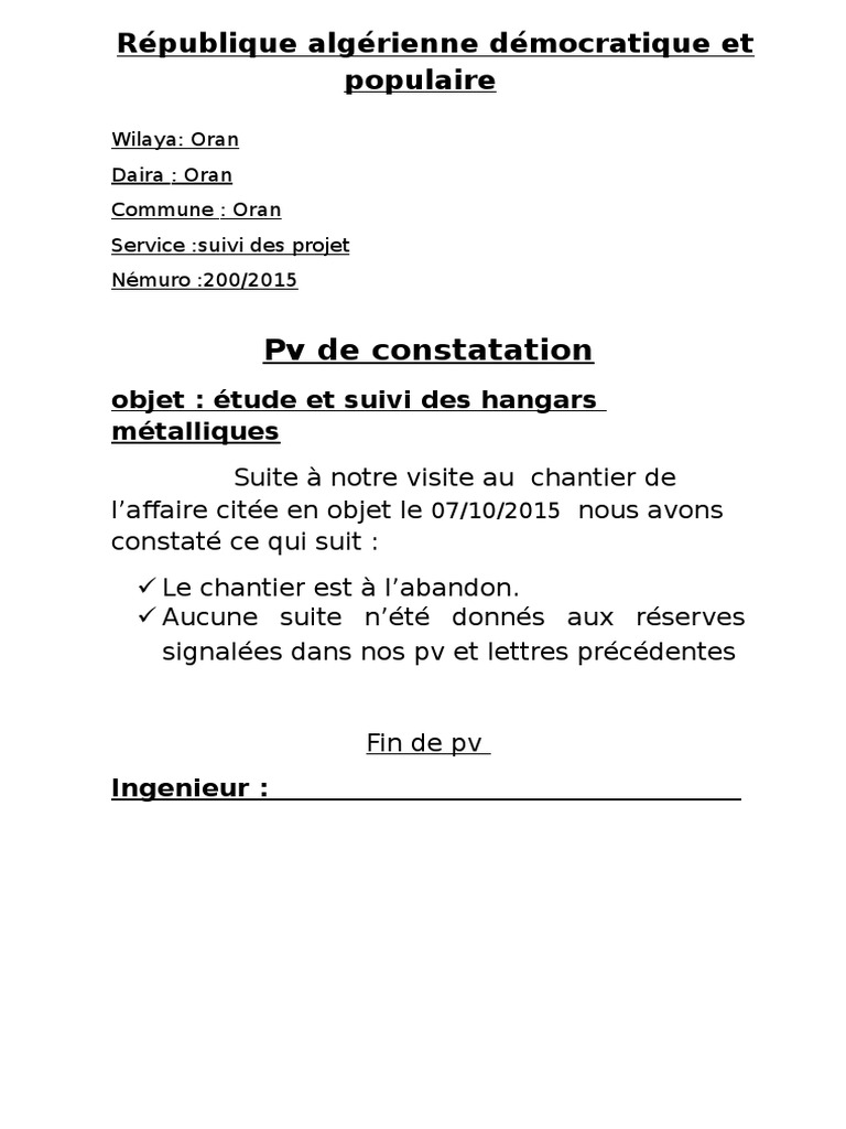 Pv De Constatation