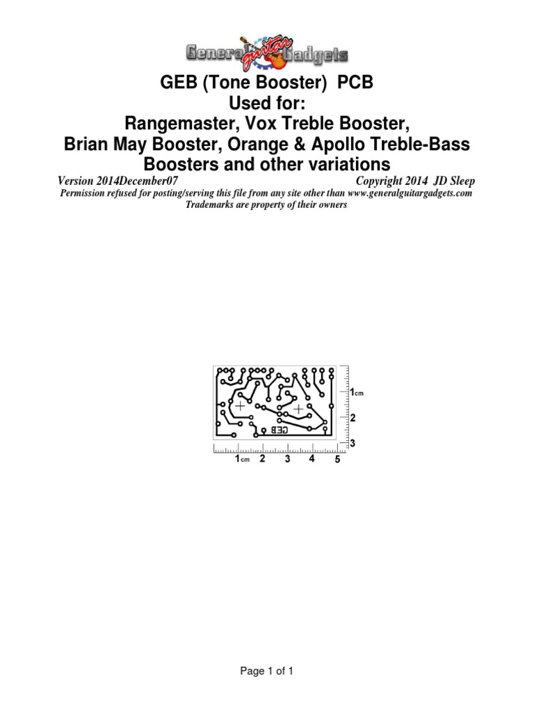 Brian May Treble Booster PCB Layout | PDF