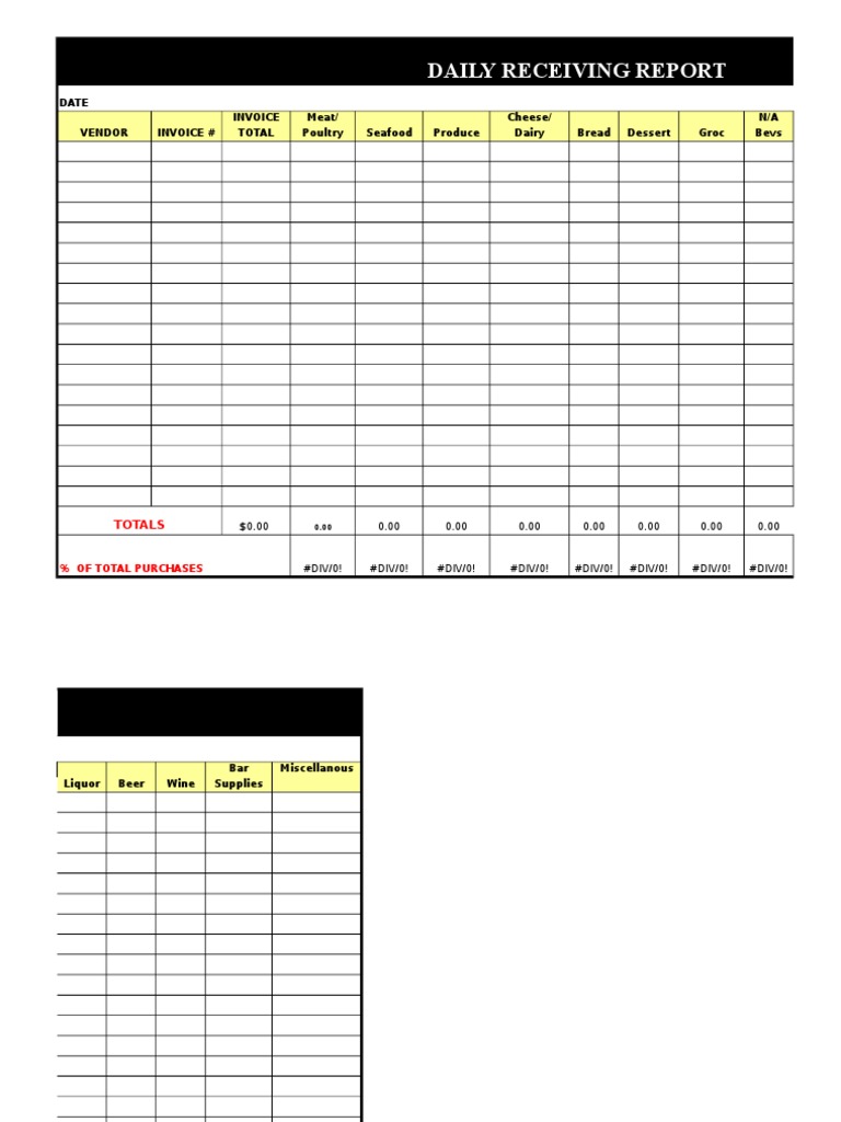 Daily Receiving Report Template | PDF | Foods | Asian Cuisine