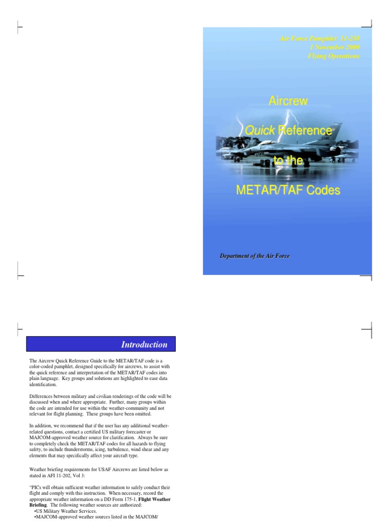 METAR/TAF Codes Quick Reference Guide | PDF | Cloud | Precipitation