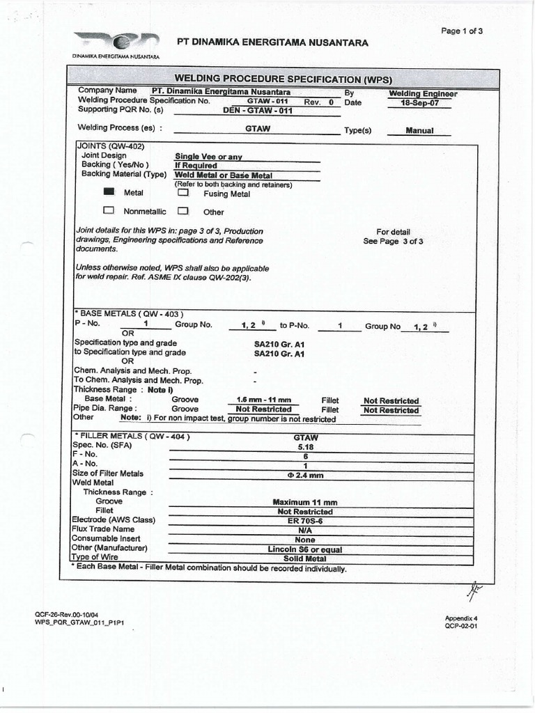 WPS Gtaw 111 | PDF