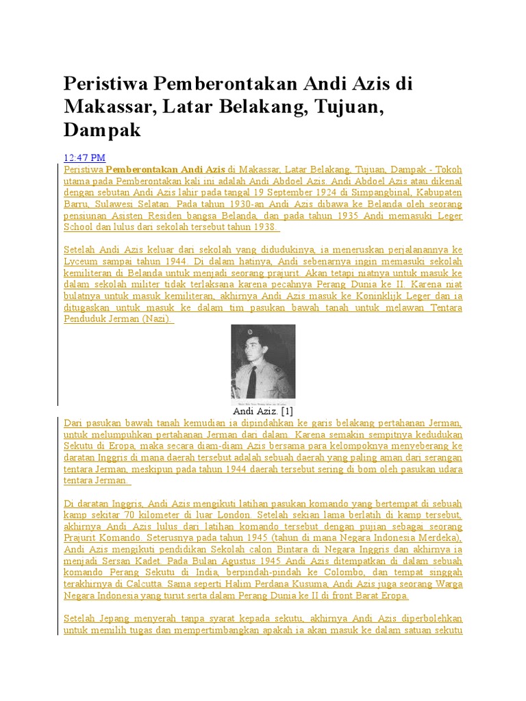 Pemberontakan Andi Azis di Makassar | PDF