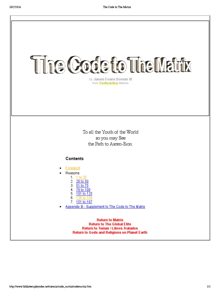 The Code to The Matrix Overview | PDF | Serpent (Symbolism) | Twelve ...